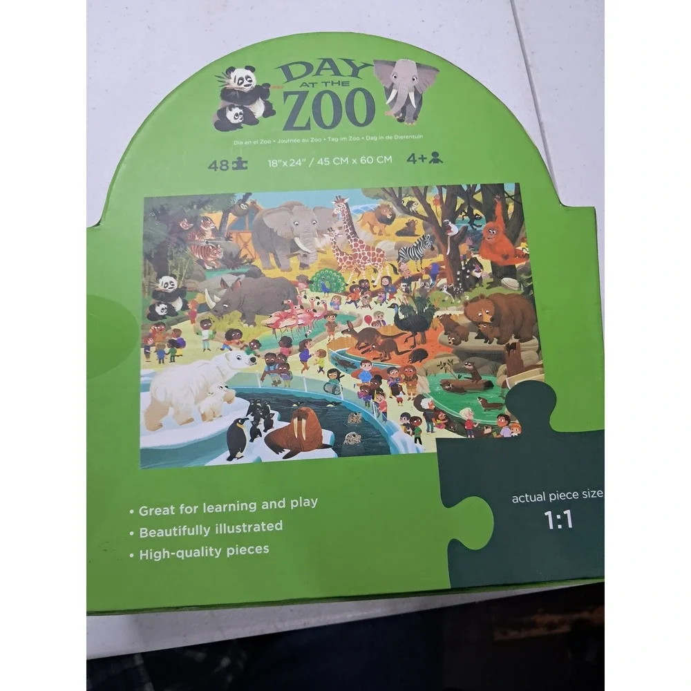 Crocodile Creek Day at the Zoo 48 Piece Floor Puzzle Kids Ages 4+ Animals 18x24